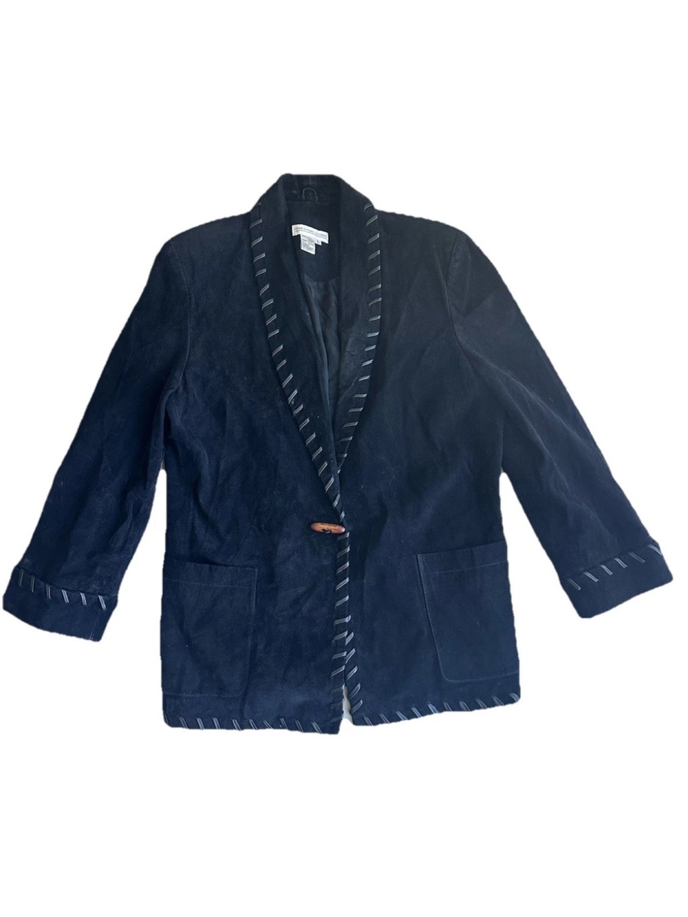 Vintage Preston & York leather whipstitch blazer jacket
